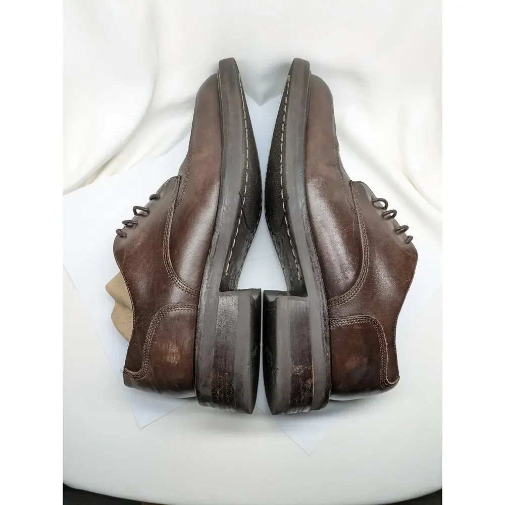 Y2K Kenneth Cole Chunky Oxford Dress Shoes Mens 7.5 Brown Leather Italy Preppy